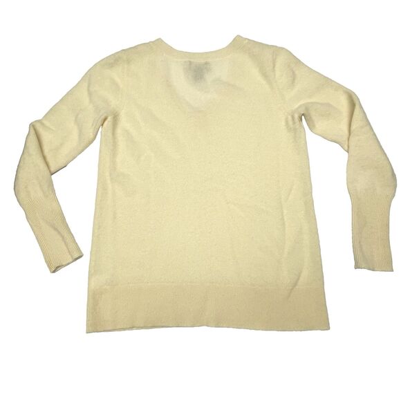 Halogen Cashmere Sweater Ivory Off-White V-Neck Long Sleeve Women's Size Medium - Picture 2 of 11